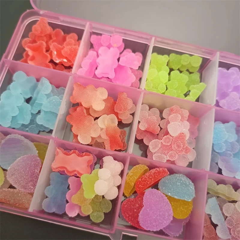 50pcs/20pcs/30pcs Nail Art Charms Rhinestones Gummy Bear/Candy Kawaii 3D  Mix Cartoon Nail Art Kawaii Doughnuts Nail Decorations