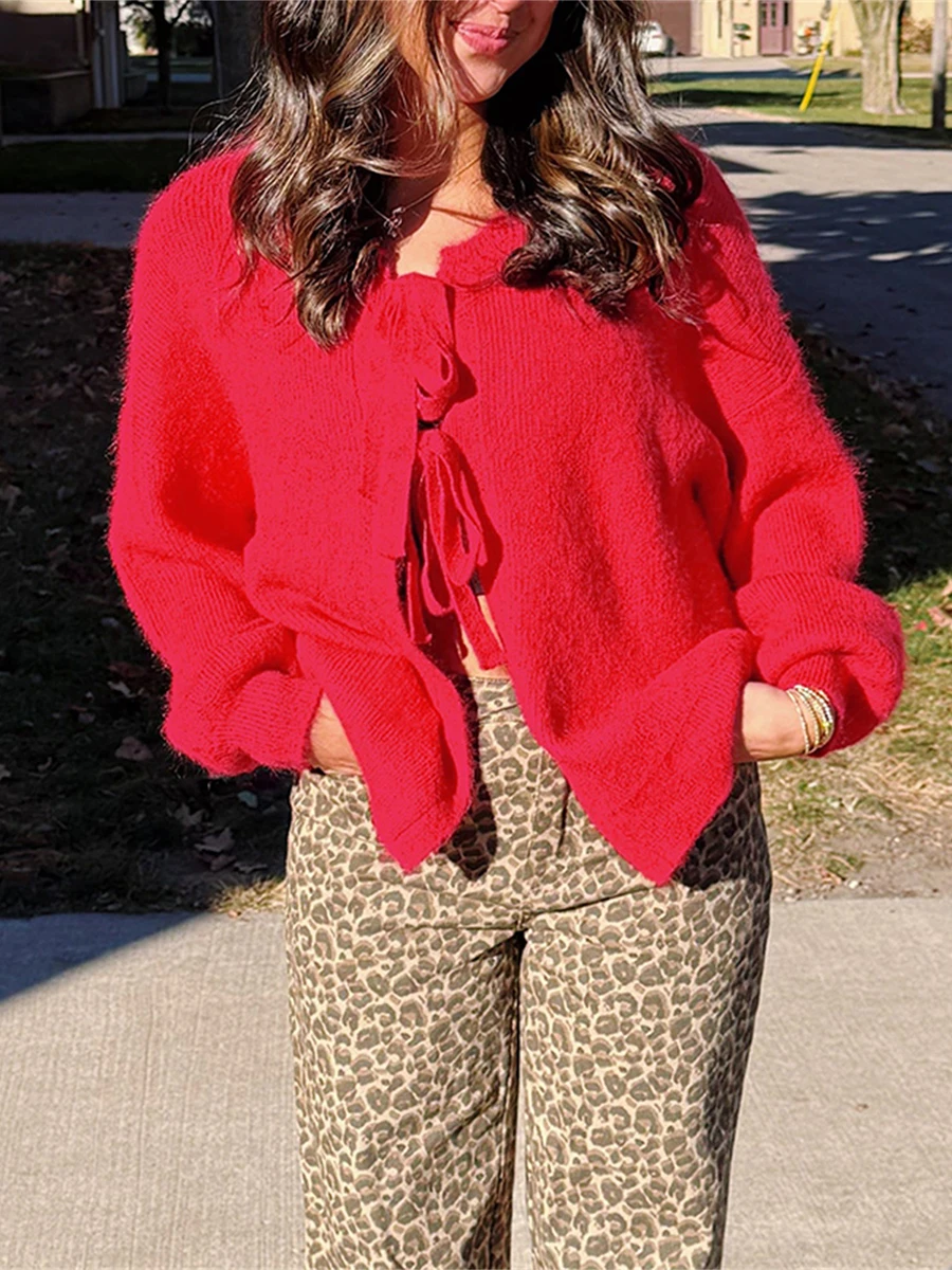 Women s Winter Fashion Sweater Coat Black Long Sleeve V Neck Button Front Knit Cardigan with Pockets and Belt