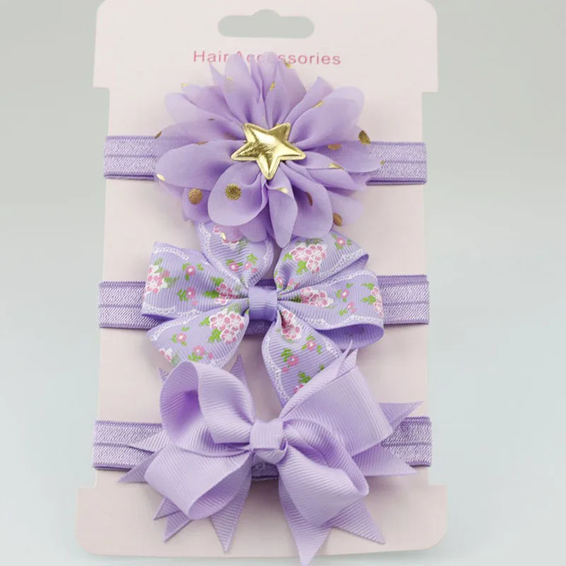 Hair Bands Hair Accessories Hair Headband Accessories Baby Headband Set 3Pcs Baby Elastic Flower Headband Girls Bows Hair Band Toddler Infants Bowknot Hairband Turban Kids Headwear
