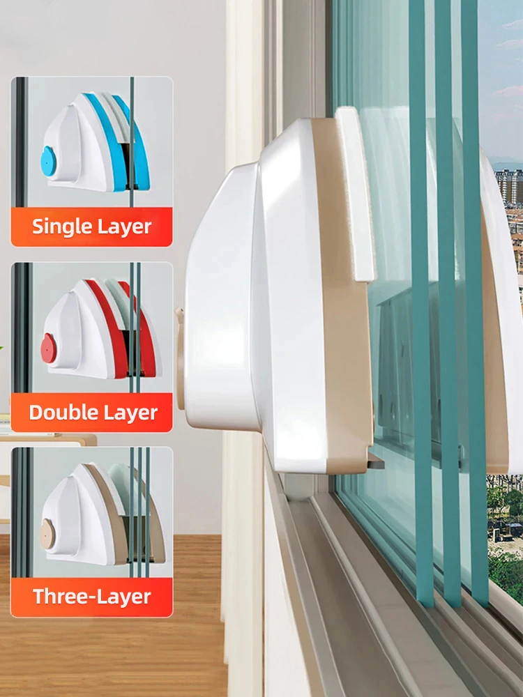 Magnetic Glass Window Cleaning Tool Automatic Water Discharge Double-layer Wiper Household Special Window Cleaner