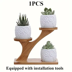 Elegant Bamboo Plant Stand for Home and Office Decor, Ideal for Displaying Succulents and Potted Plants (1pcs)