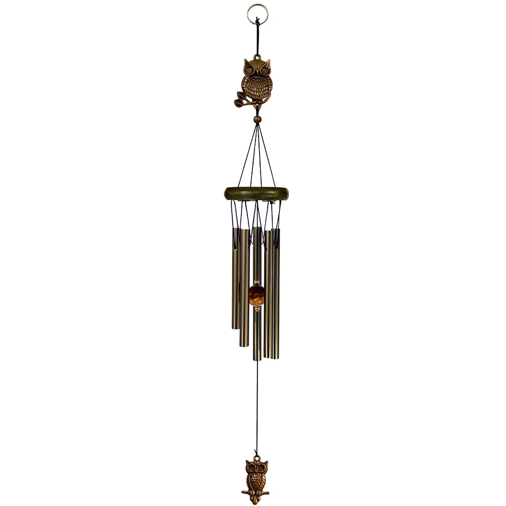 Bronze Harmony Wind Chime with Butterfly and Owl Charms - Outdoor & Garden Decor Gift