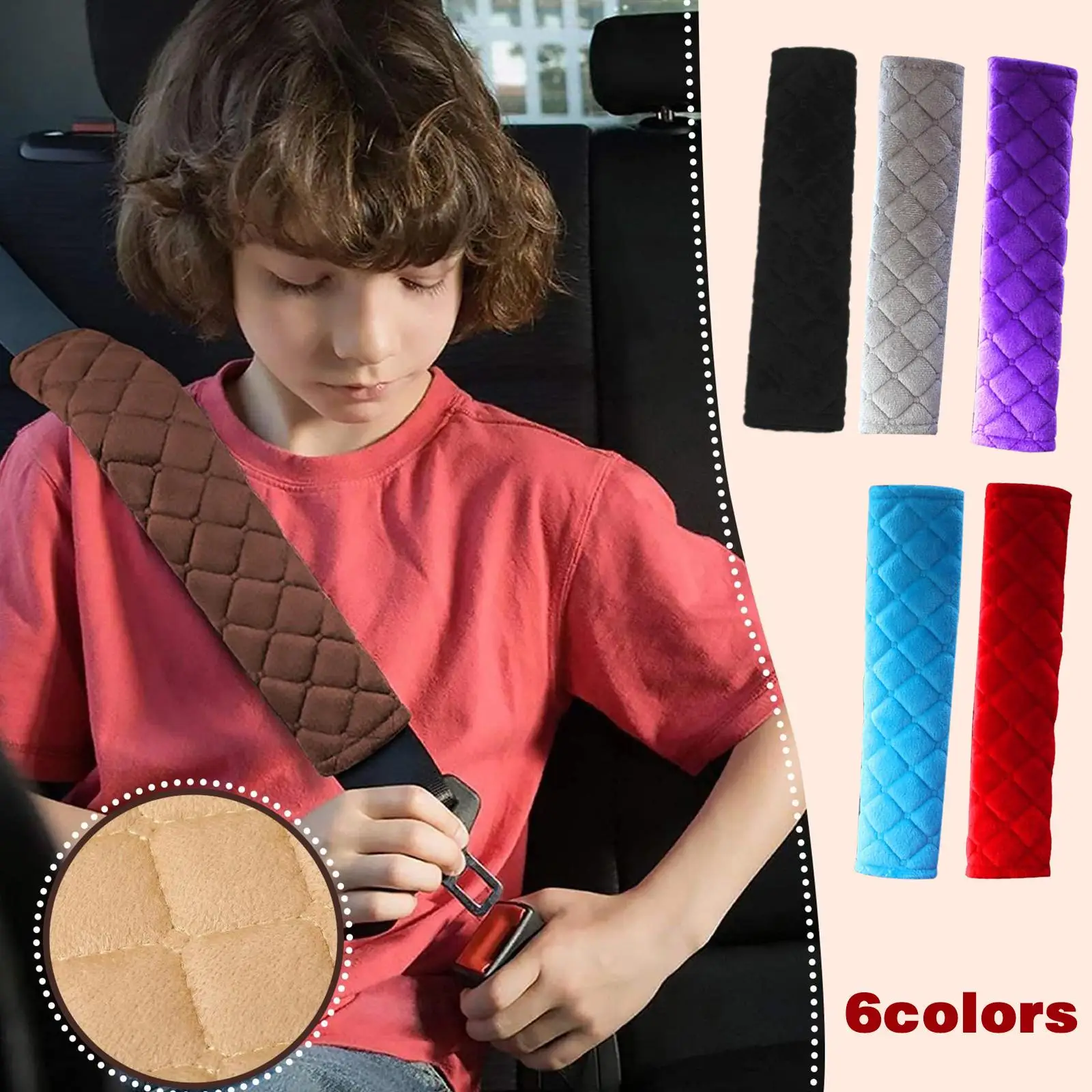 Zipelo 2PCS Car Seat Belt Covers - Soft Leather Shoulder Strap Pads For Comfort & Protection (Pink)