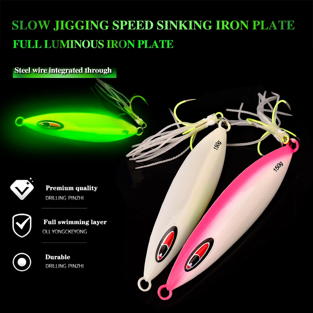 Proberos schnell sinkender Köder zum Tiefsee-Nachtangeln, leuchtender Metall-Jig-Angelköder, 80 g/100 g/120 g/150 g/200 g/250 g/300 g – Detail 1