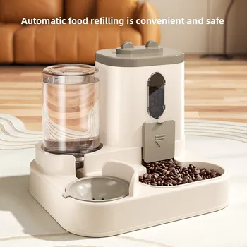 Automatic Dog Cat Feeder and Water Dispenser Gravity Food Feeder and Waterer Set with Pet Food Bowl Universal Pet Products