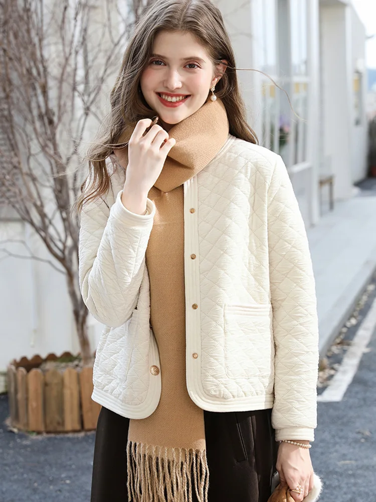 أعتقد أنك سترة مبطنة امرأة 2025 المشمش الفرنسية طا...