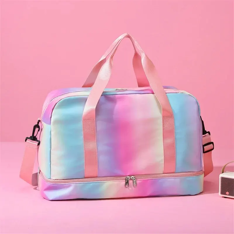 Rainbow Gym Bag Travel Fitness Outdoor Shoulder Sports Student Bag Daily Dry Wet Handbags Duffel