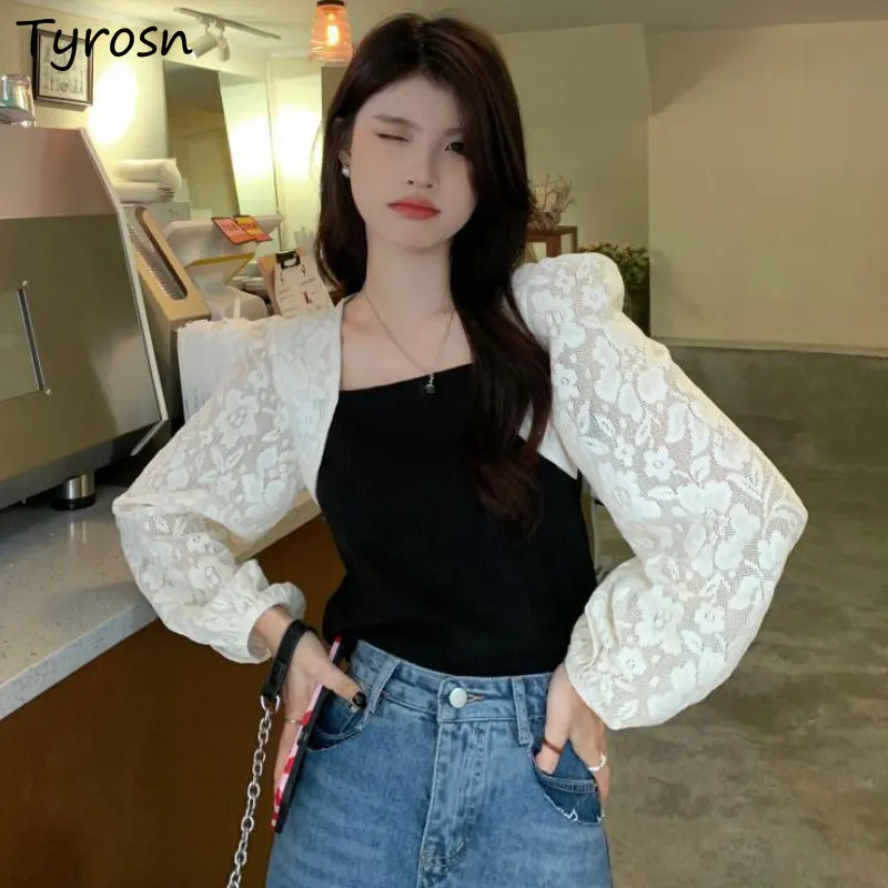 

Blouses Women Minimalist Panelled Design Fake Two Pieces Spring Casual Korean Style Ins Patchwork Elegant Slim Sexy Sweet Ladies