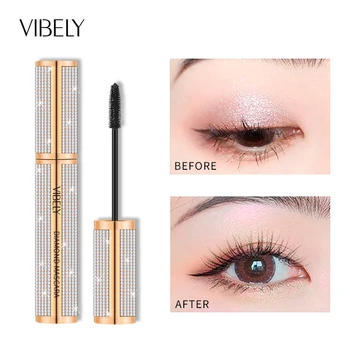 VIBELY 4D 섬유 마스카라 엑스트라 볼륨 블랙 방수 연장 속눈썹 마스크 메이크업, 섹시한 여성 속눈썹 메이크업 제품