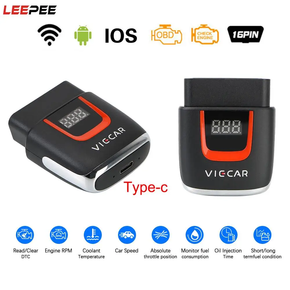 WIFI ELM 327 OBD2 USB Сканер считыватель кодов Elm327 OBD Viecar VP004 VP002 ELM327 V2.2 автомобильный