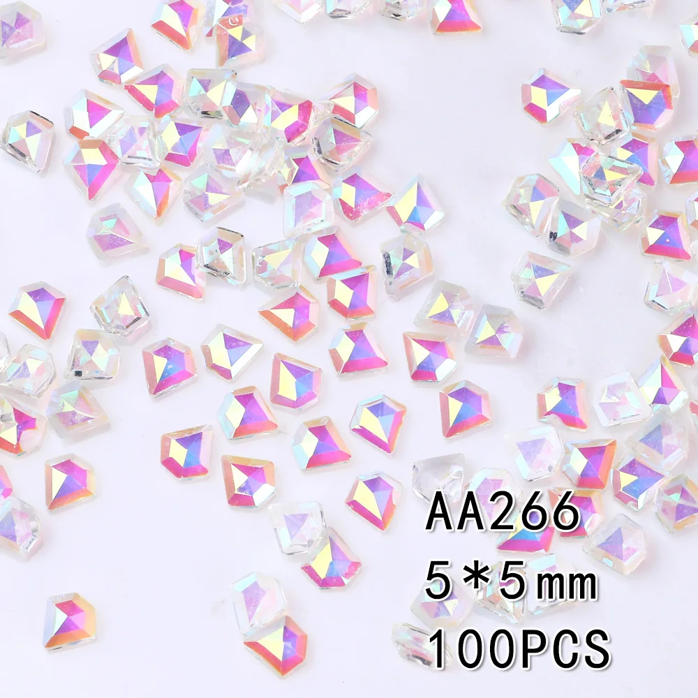 100pcs 13Style Crystals Nail Diamond AB Rhinestones Self Adhesive Resin Flatback Strass For 3D Nails Art Decor Supplies Jewelry 