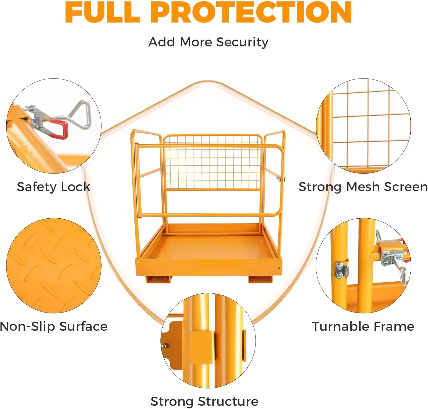 Forklift Safety Cages with One Chain, 36x36 Inches Forklift Cages 1200LBS Capacity Man Lift Basket Pallet Forks Work Platform