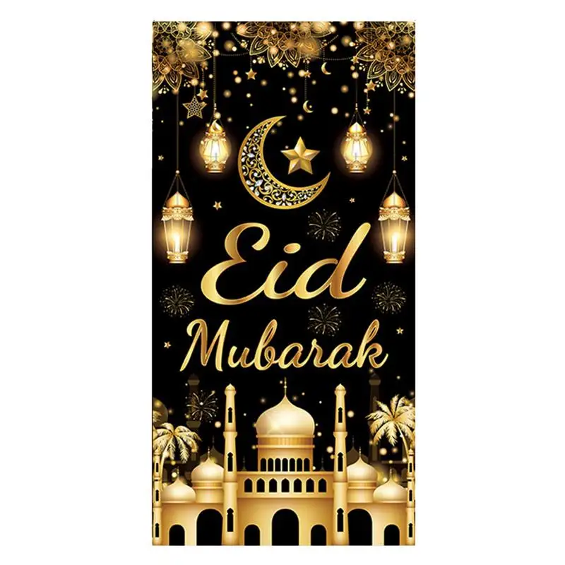 

Креативный ИД крыльцо для баннера ИД надпись черная Золотая дверная вывеска баннер карем для мечети Передняя фотовспышка