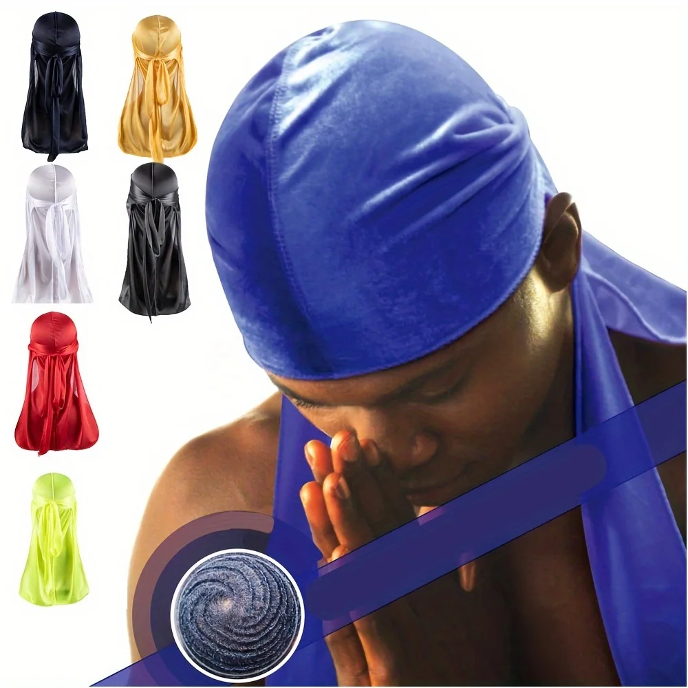 Silk Durag Men's Silk Durag Bonnet Bandana Silky Du Rag Doo Rag Long Tail Waves Cap