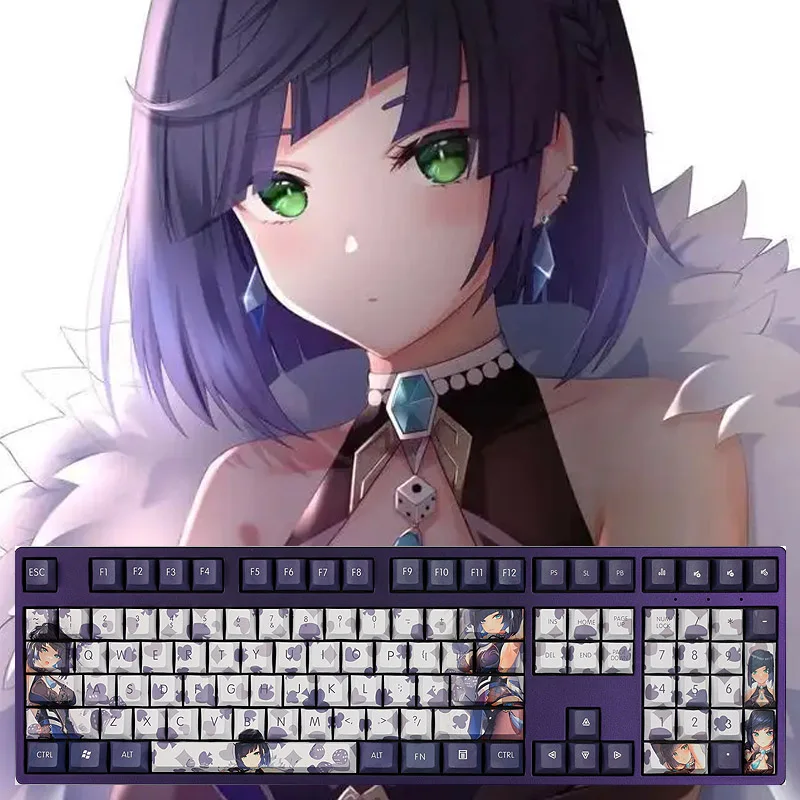 

Game Yelan Theme Mechanical Keyboard Keycap Beauty Anime Accessories Cherry Height Genshin Impact Keycaps