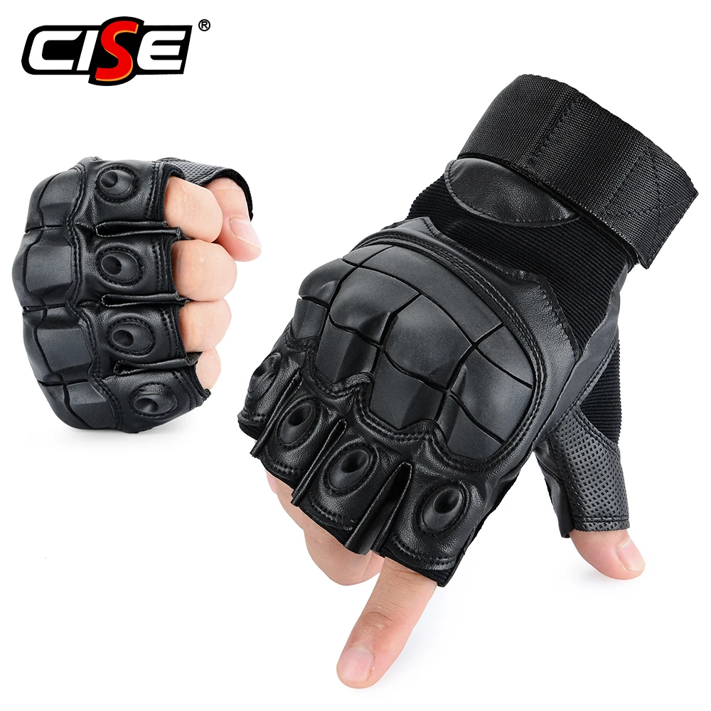  Mil-Tec Men's Fingerless Leather Gloves Black size S : Tools &  Home Improvement