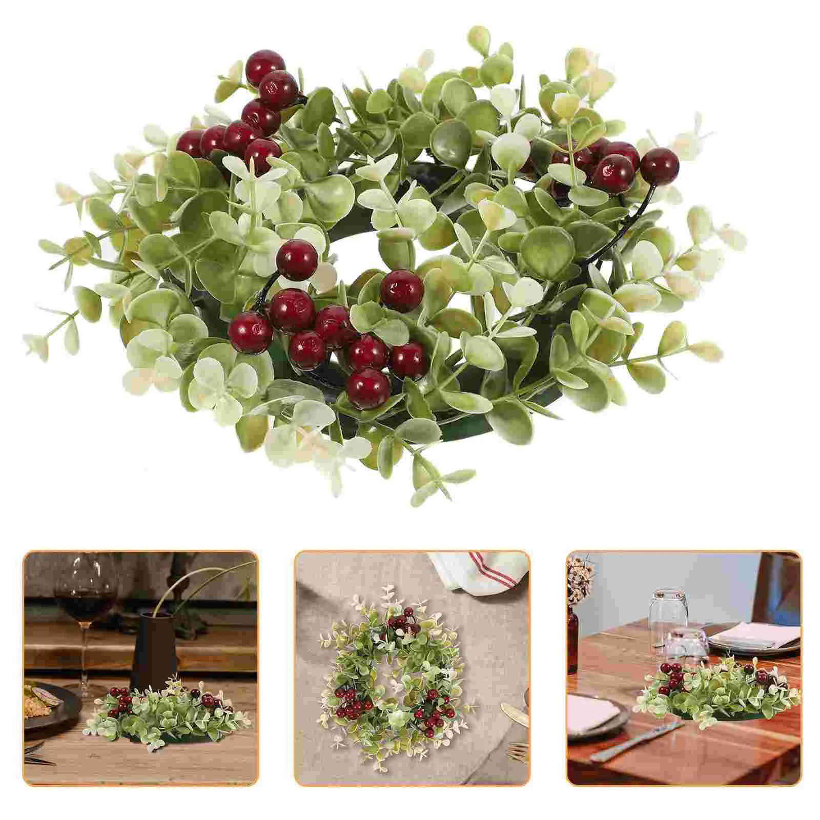 

Candle Garland Rings Simulation Berry Mini Wreaths Candles Christmas Candle Holder Candle Wreaths Rings Christmas Decorations