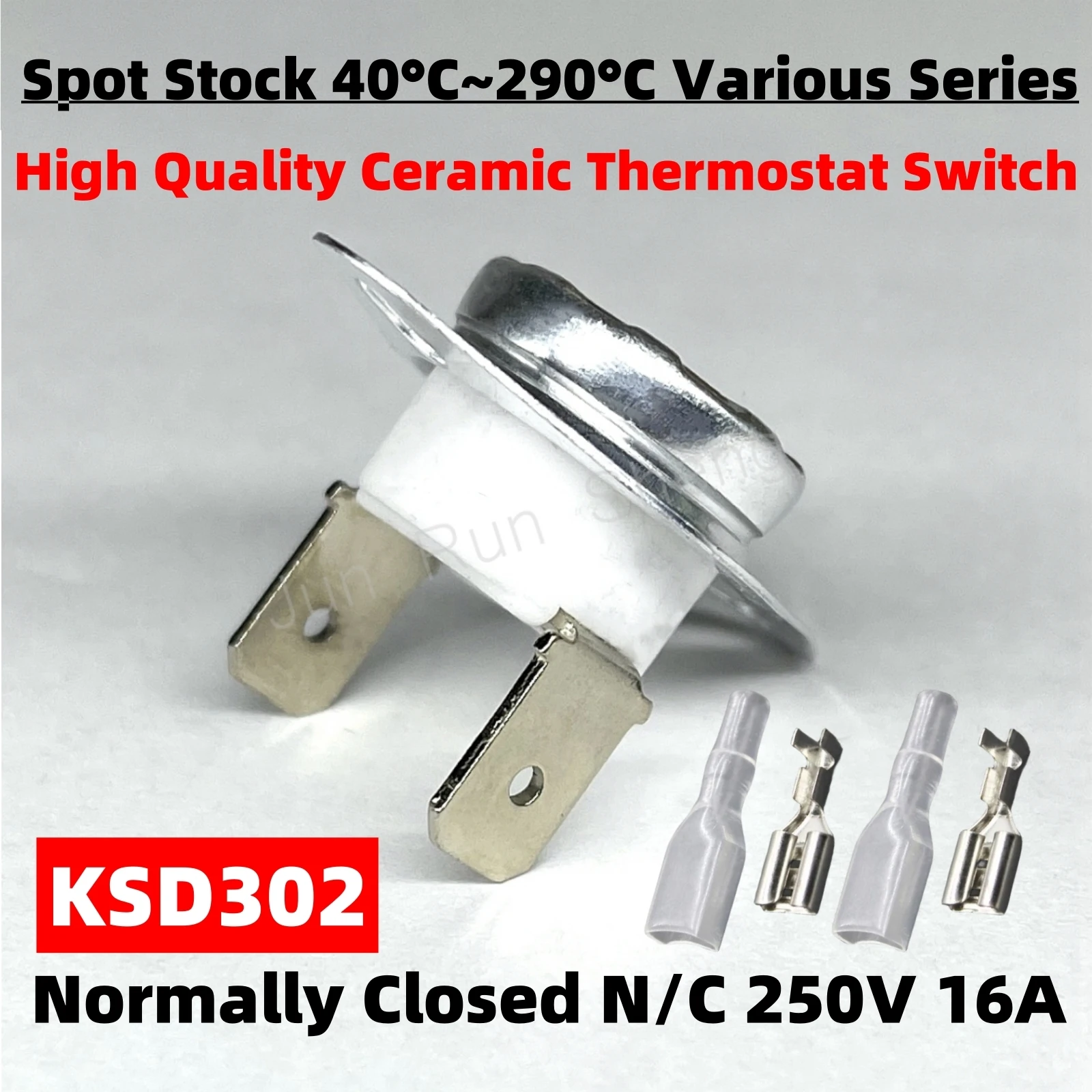 Ceramic Thermostat Switch Bimetal Thermostat Switch Kit KSD302 KSD301 Normally Closed NC 40C~290C Temperature Controller 16A 250V Thermal Protector Sensor