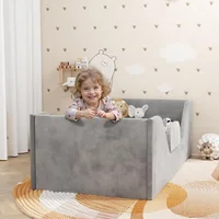 Toddler Bed, Toddler Floor Bed Frame with Guard Rails, Small Bed for Kids Boys and Girls, Standard Crib Mattress Toddler Beds 1