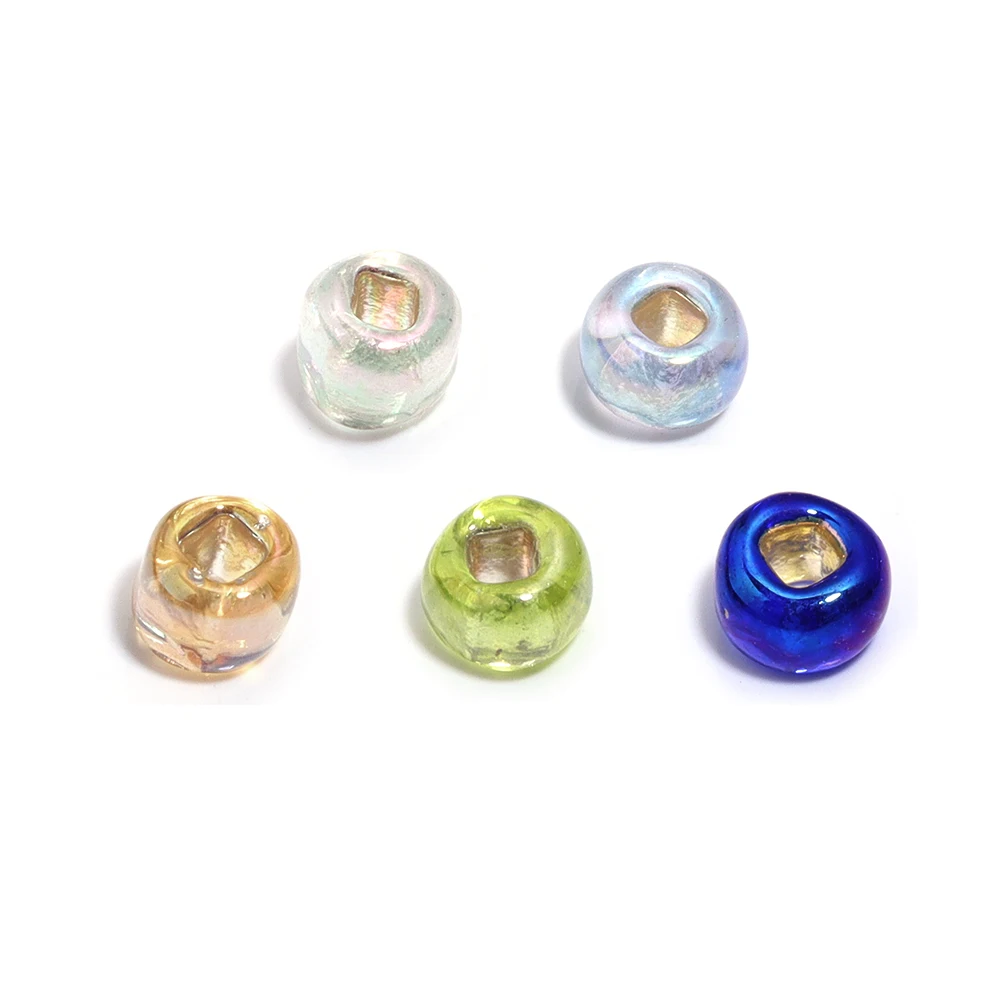 40g/pack Hole Size 1.5mm AB Colored Silver Filled Glass Loose Spacer Hole Rice Beads For Clothes Jewelry Making