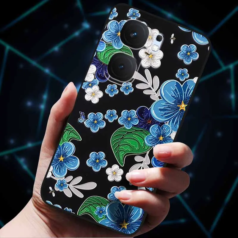 3D Flower Embossed Soft Silicone Phone Case - Stylish Back Cover Shell Bag