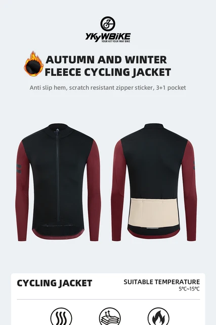 YKYWBIKE-Camiseta térmica de ciclismo para hombre, Jersey largo de