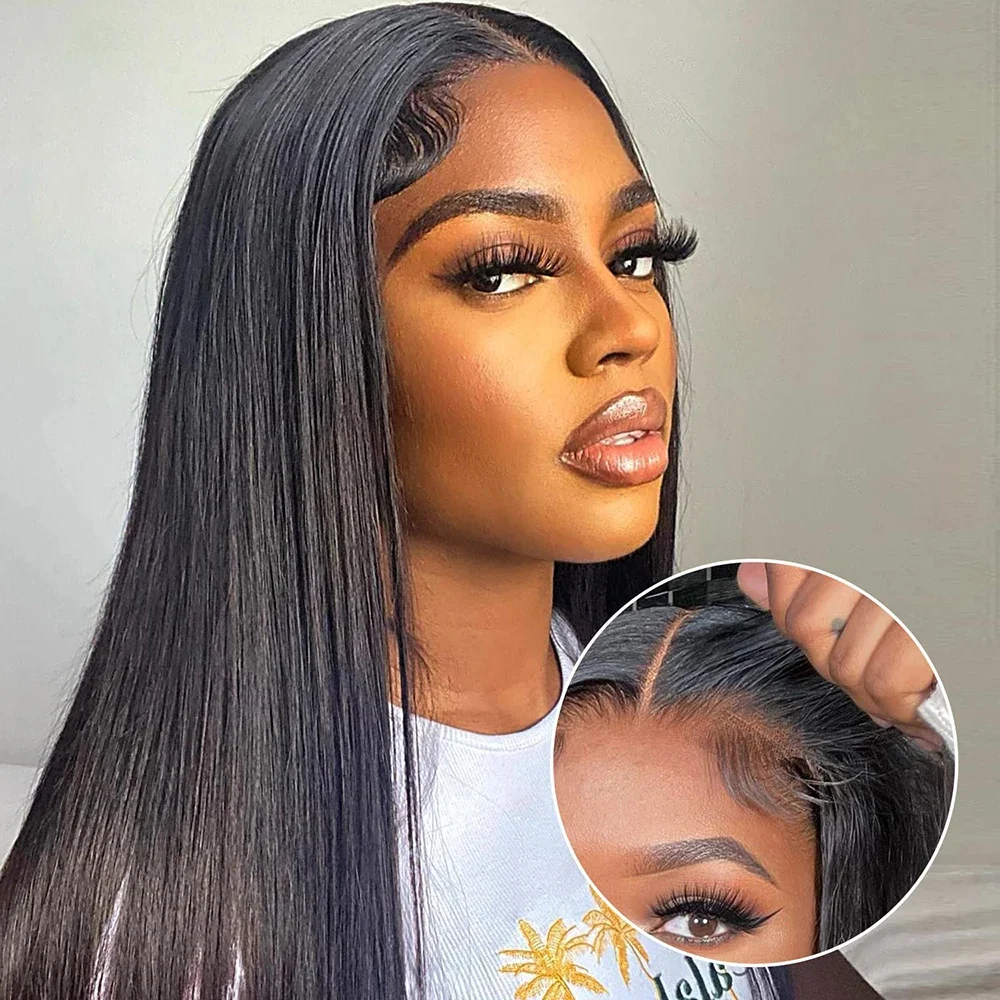 

Glueless Straight 13x4 Transparent Lace Front Human Hair Wigs Brazilian Remy Straight Frontal For Black Women Ready To Wear