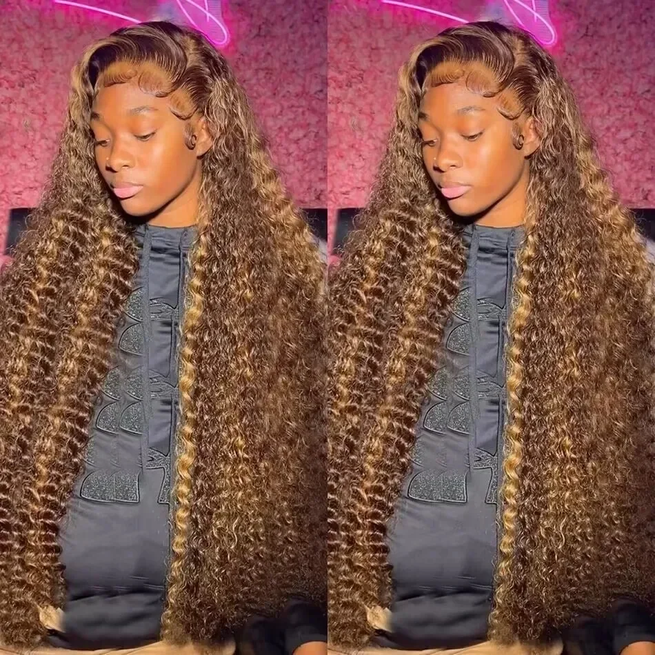 Highlight Ombre Human Hair Wigs Vietnamese Honey Blonde Deep Wave Wigs 13x4 HD Colored Lace Front Human Hair Wigs For Women 2