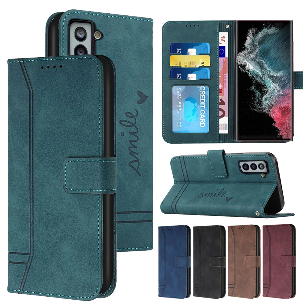 galaxy s22 ultra silicone case Card Holder Matte Leather Wallet Case for Samsung Galaxy S22 S21 S20 S10 S9 S8 Note 20 10 9 8 Anti-Fingerprint Flip Cover Fundas cheap galaxy s22 ultra case