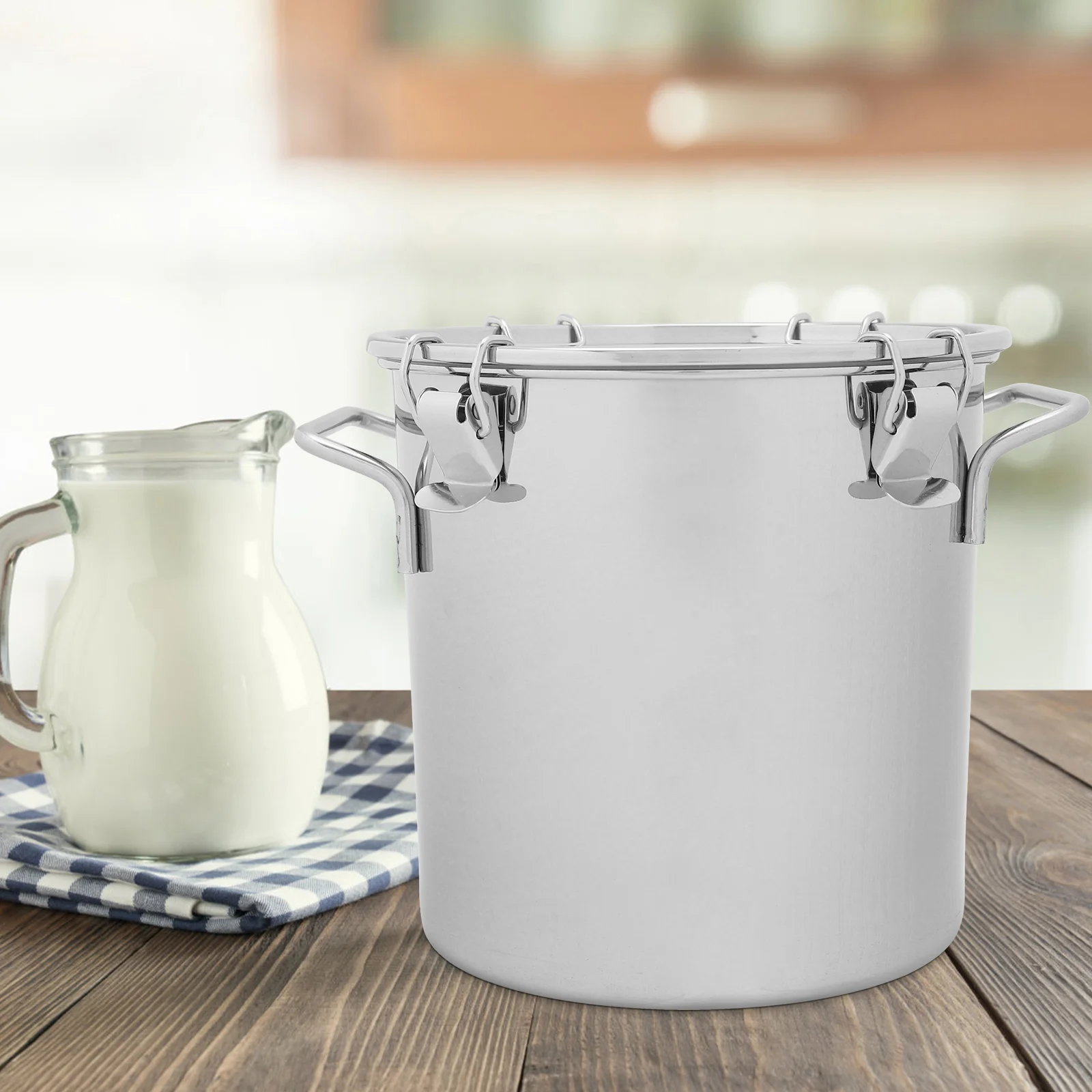 

Stainless Steel Sealed Bucket Oil Dried Fruit Jar Milk Jugs Small Portable Food Storage