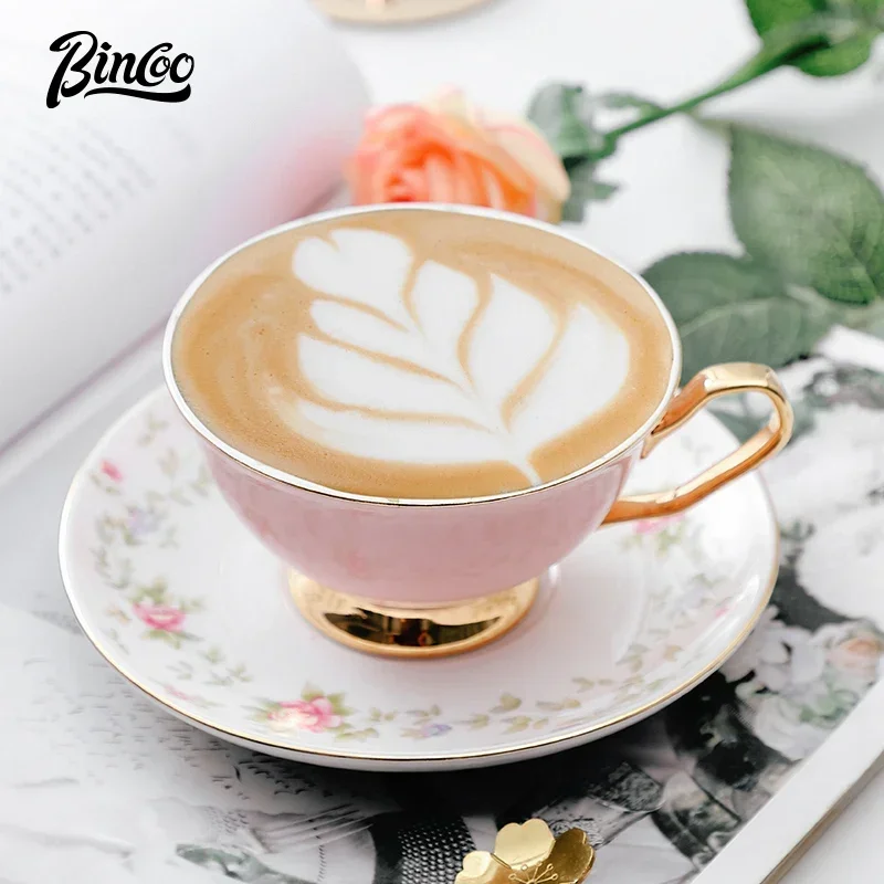 Bincoo European Bone China Coffee Cup Set Pink Bird Creative Ceramic Phnom Penh Afternoon Tea Cup & Saucer Nice Gift