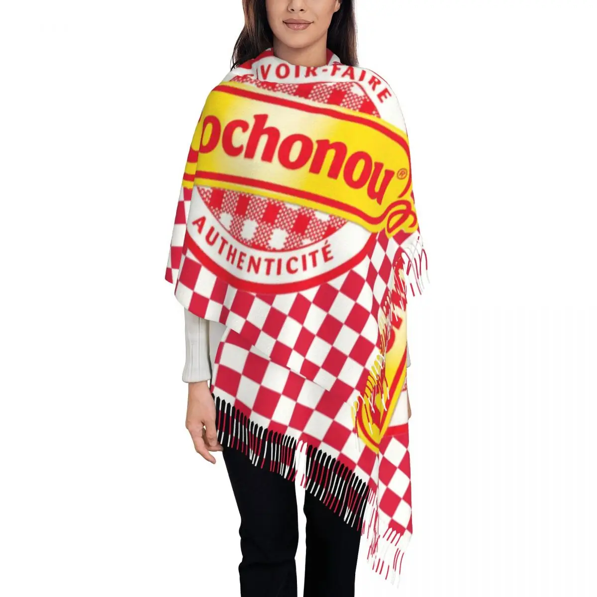 

Lady Long Cochonou Scarves Women Winter Fall Soft Warm Tassel Shawl Wraps Scarf