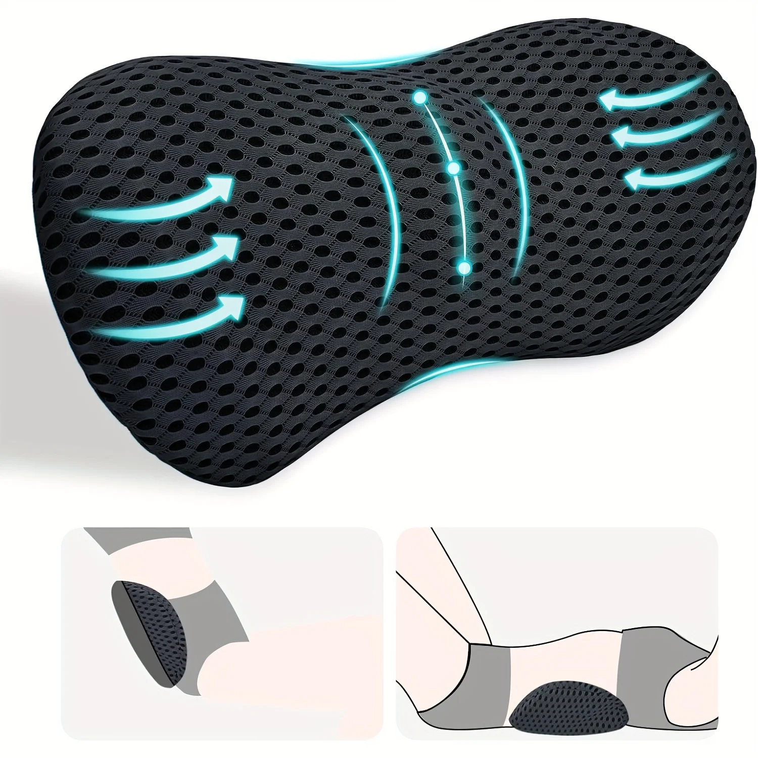Lumbar Support Pillow, Back Pillow For Low Back Pain Relief, Ergonomic Streamline Car Seat, Office Chair, Recliner And Bed