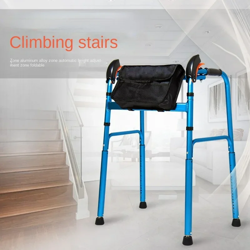 Foldable Stair Climbing Walker, Aluminum Alloy Mobility Aid, Automatic Height Adjustable Support, Rehabilitation for Elderly