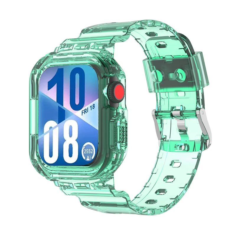 Dual-Function Silicone Band and Case for Smartwatch - Transparent Sport Strap and Protective Bracelet