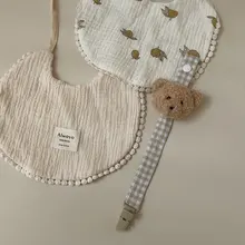 

Newborn Bib Pure Cotton Fourlayer Cotton Yarn Lace Trim Simple Double Sided Pattern Saliva Towel Anti Fouling Baby Hiccup Cloth