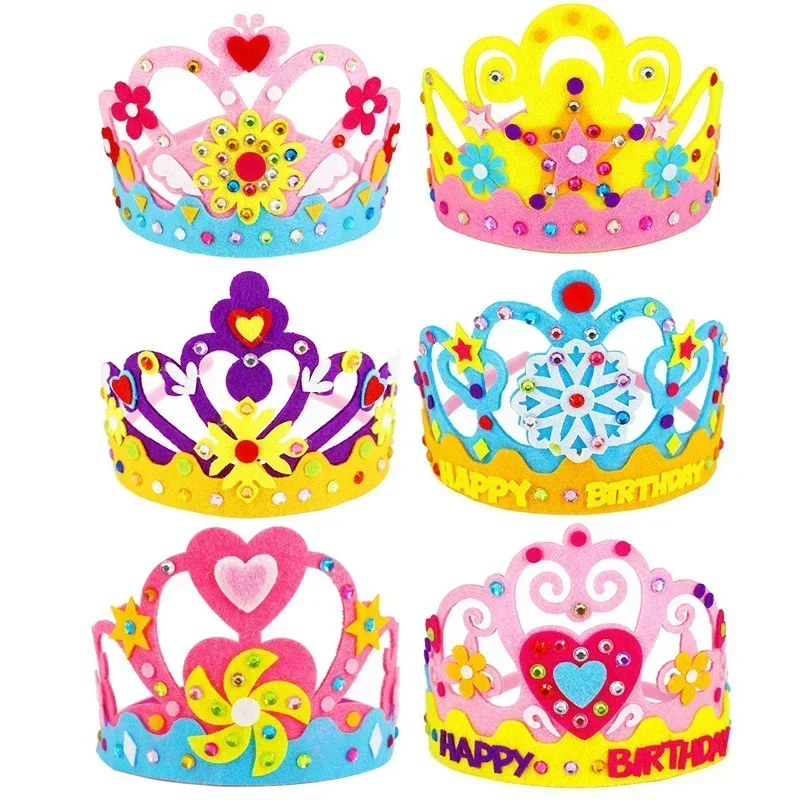 

Creative Non-woven Crown DIY Crafts Toy Paper Sequins Stars Pattern Kids Toys Party Decor Handmade Birthday Hats Toys Gift