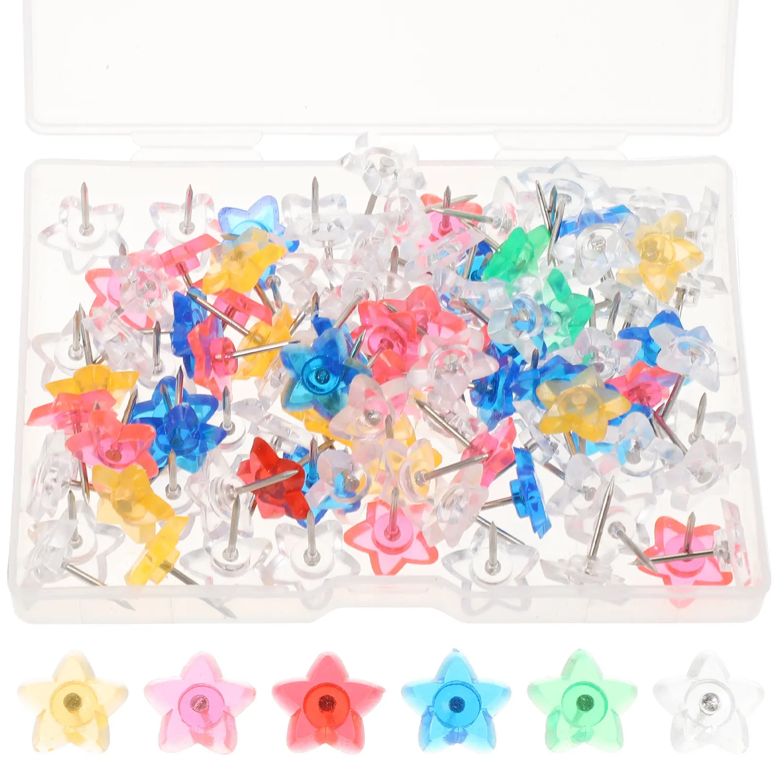 100Pcs 푸시 핀 프리미엄 다기능 압정 컴팩트하고 섬세한 지도 용품 소형 재사용 가능 일상용 압정 가정용