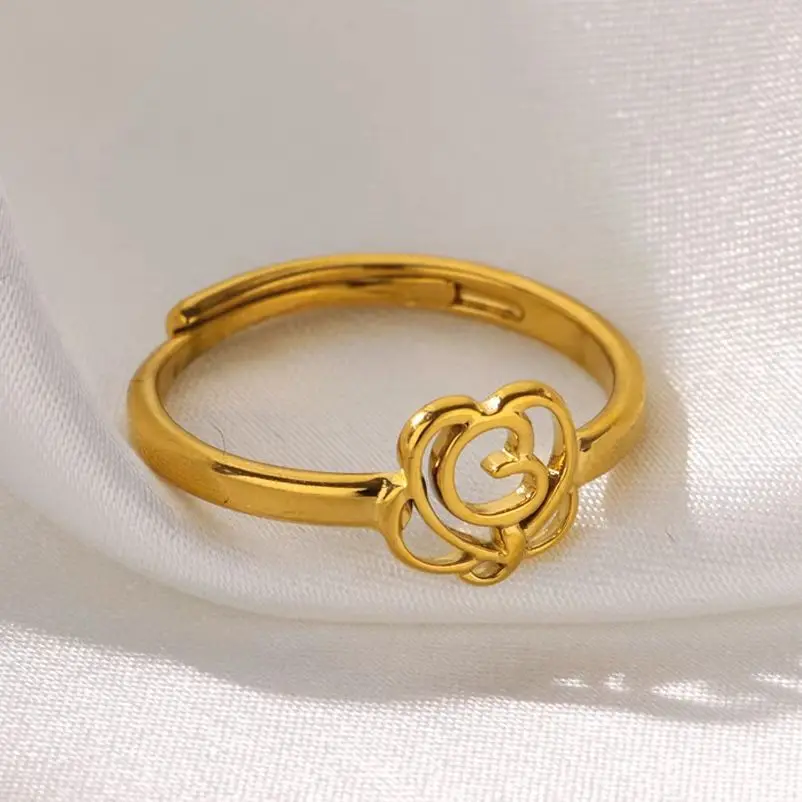 Hollow Rings Stainless Steel Gold Color Aesthetic