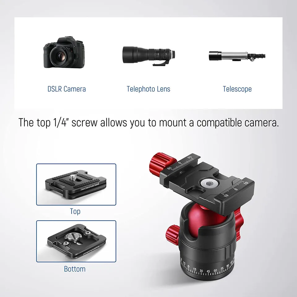 SallRig Tripod Ball Head 360 Degree Rotating Panoraic Ballhead With 1/4 Inch Quick Shoe Plate - View #9