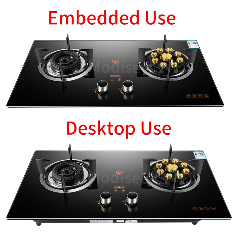 Gas Stove Cooktop Double-Hole Fierce Fire Household Tempered Glass Panel Natural Liquefied 2 Burner Built-in Kitchen Cooker Tool 3