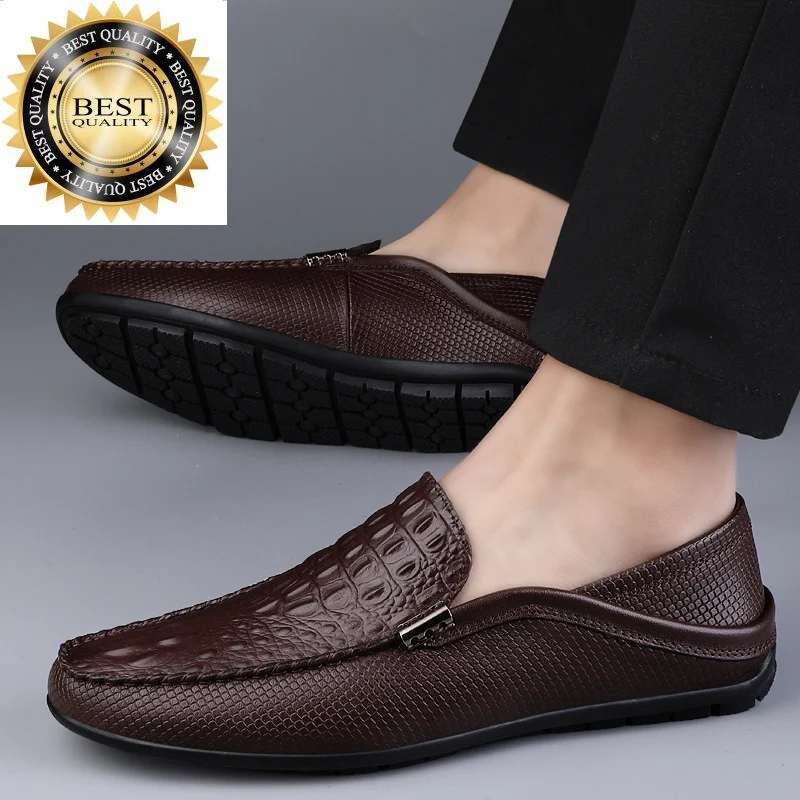 

Туфли мужские из натуральной кожи, универсальные лоферы, плоская мягкая подошва, повседневные, деловой стиль