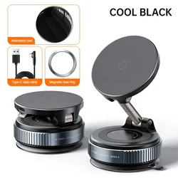 Magnetic Wireless Charging Car Phone Holder with 360° Rotation and Foldable Design (Black)