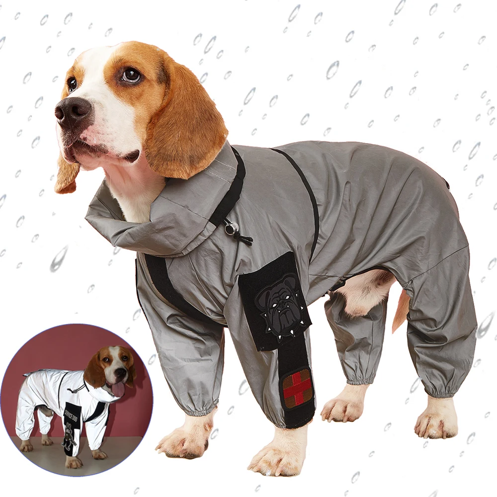 Reflective Dog Raincoat Poncho Large Dog Reflective Raincoat Dog Raincoats Hood Raincoats