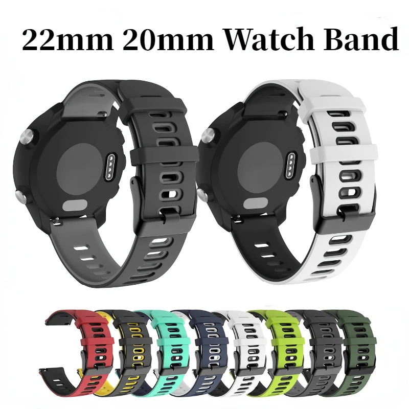 

22mm 20mm Watch Strap For Samsung Galaxy watch 3/4/5/Active2 Huawei Watch3/GT Two Tone Silicone Bracelet For Amazfit GTR/Stratos