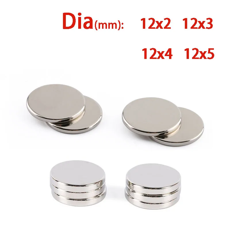 

Ultra Strong Round Magnet Neodymium Magnets Dia 12mm Permanent NdFeB Powerful Rare Earth Magnets 12x2mm 12x3mm 12x4mm 12x5mm