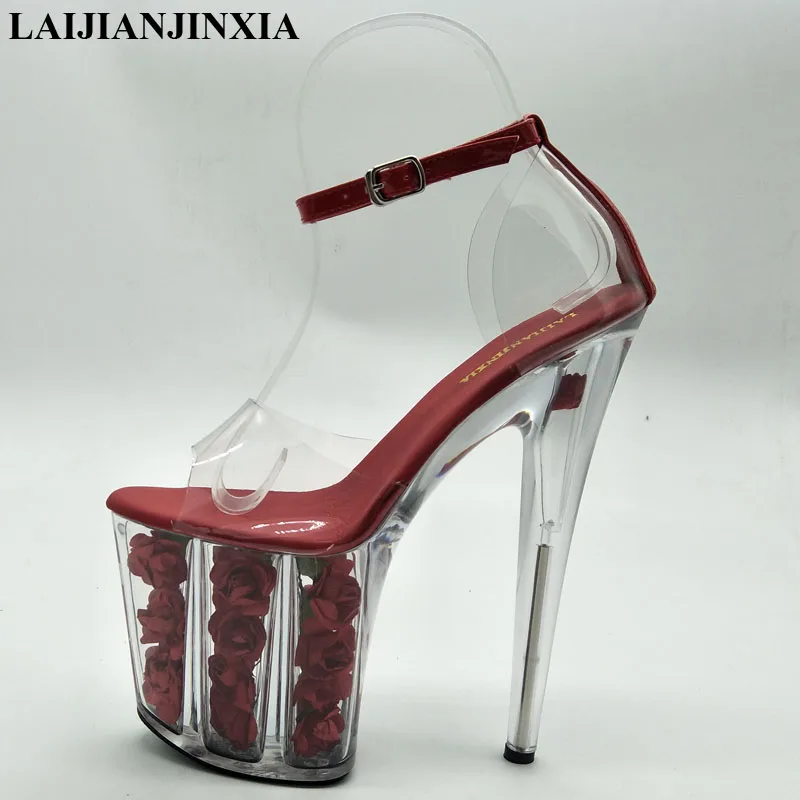 

LAIJIANJINXIA New 20CM/8inches PVC Upper Fashion Sexy Exotic High Heel Platform Party Women Sandals Pole Dance Shoes E152