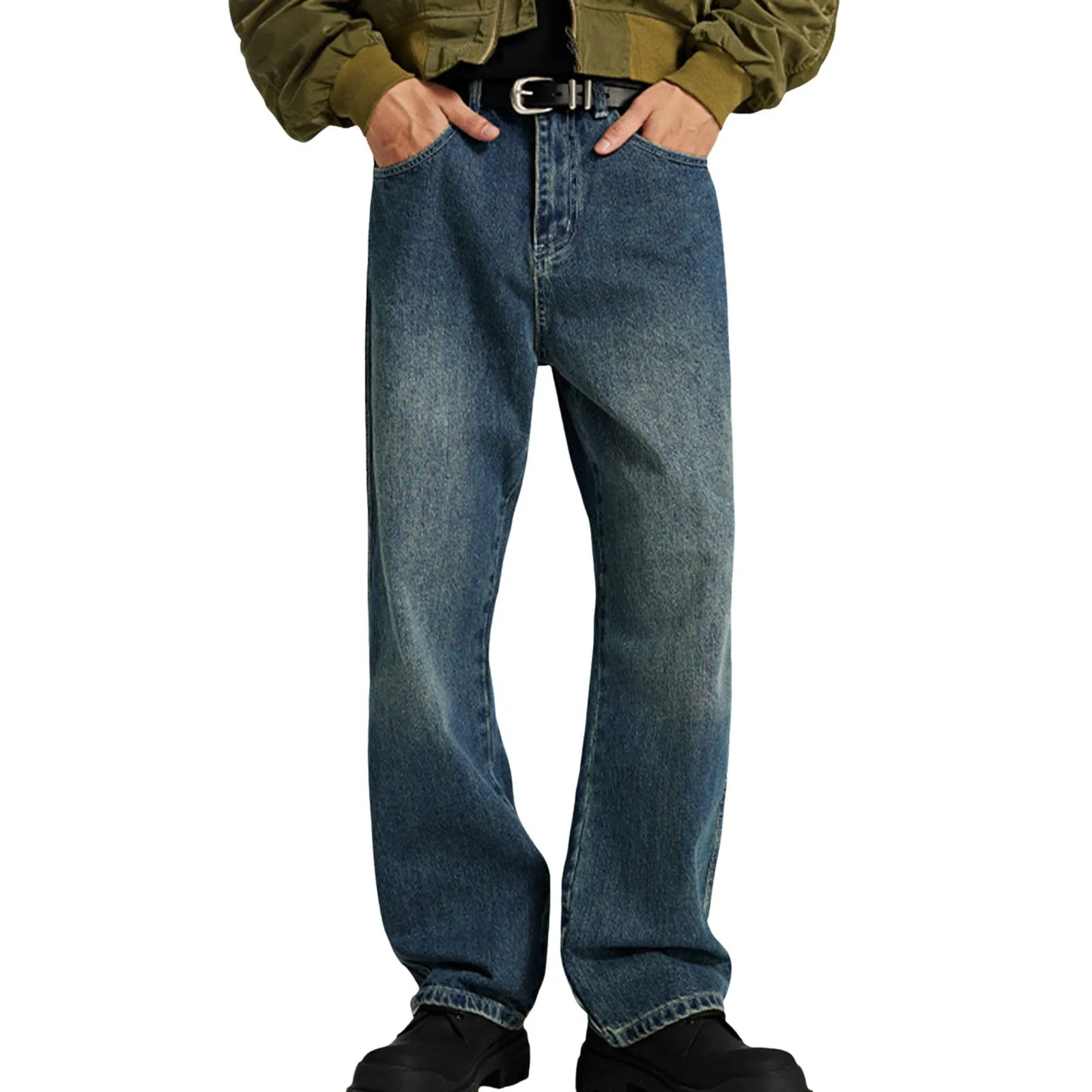 

Vintage Casual Jeans Male Big High Waist Loose Comfortable Relaxed Straight Jean Fashion Streetwear Retro Men's Denim Pants