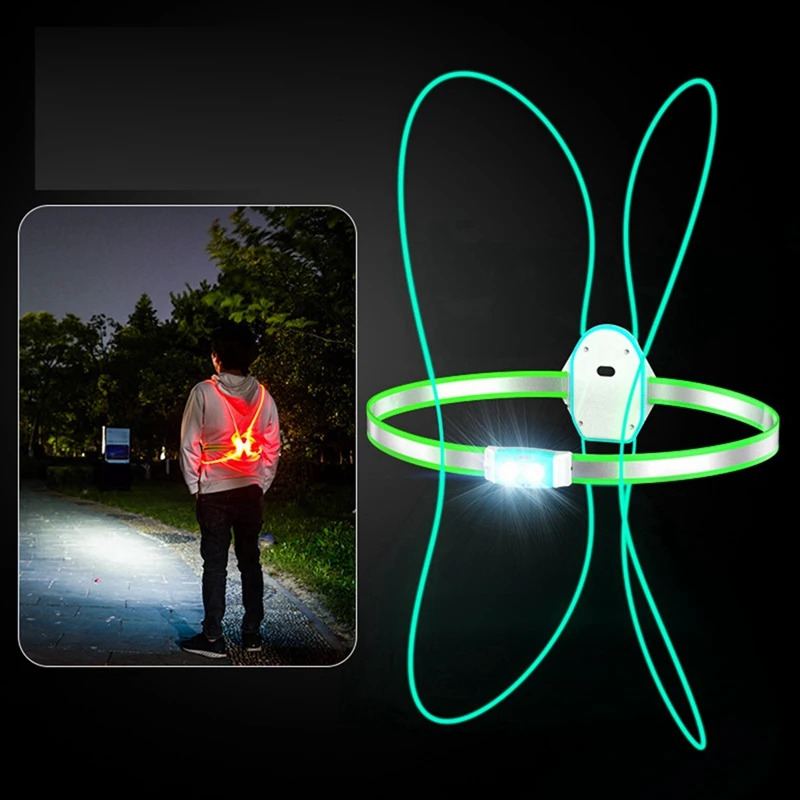 Night Running Light Reflective Vest LED Chest Lamp USB Charge Camping Fishing Cycling Vest Light 5