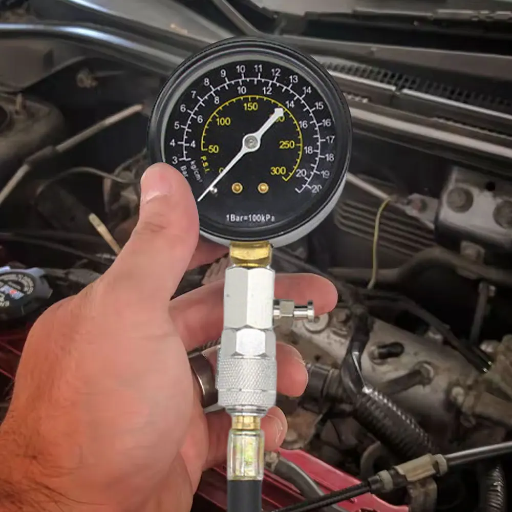 1pc 자동차 엔진 실린더 압축 테스트 도구 0-300PSI 압력 게이지 체크 테스터 공기압 진단 수리 도구 키트